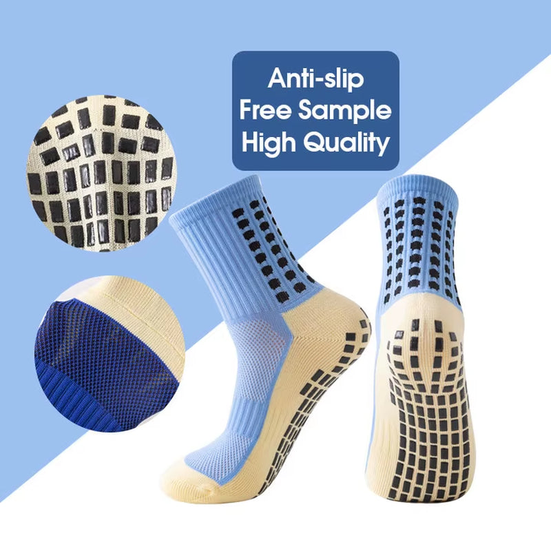 Hot Sell Customizable Anti-Slip Grip Soccer Socks Crew Length anti Slip Sports Football Socks Custom Unisex